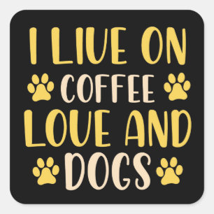 Coffee Love and Dogs Square Sticker