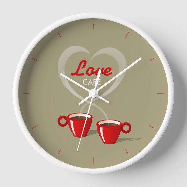 Coffee Love Café Personalised Wall Clock (Front)