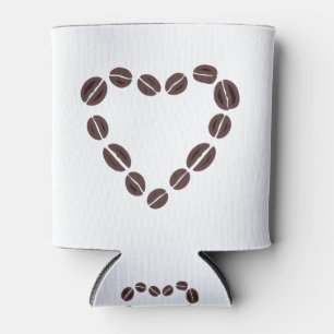 Coffee Love Cofee Bean Heart Can Cooler