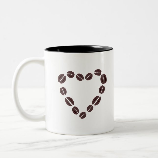 Coffee  Love Cofee Bean Heart Two-Tone Coffee Mug (Left)