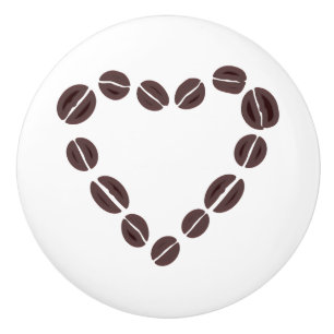 Coffee Love Coffee Bean Heart Ceramic Knob