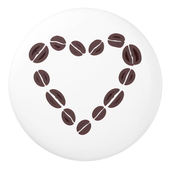 Coffee Love Coffee Bean Heart Ceramic Knob (Front)