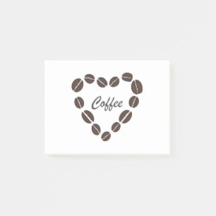 Coffee Love Coffee Bean Heart Post-it Notes