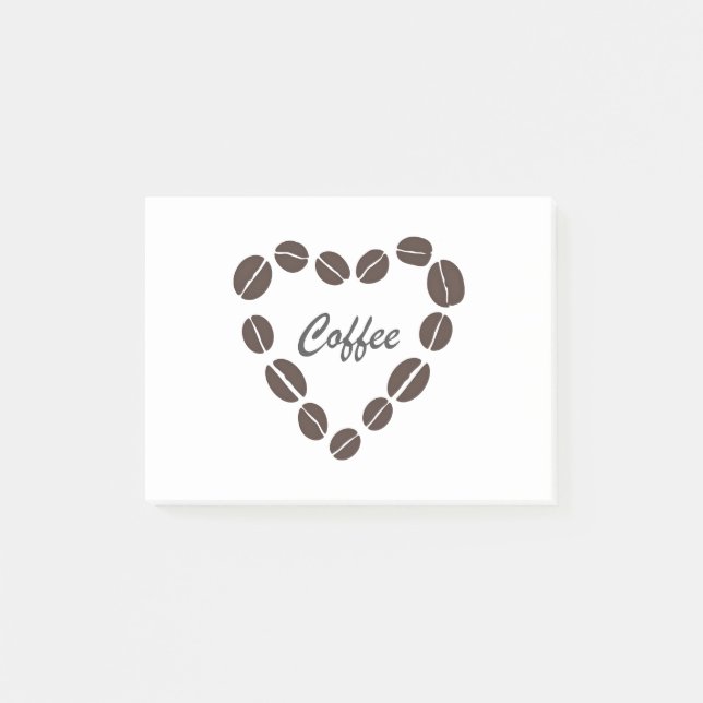Coffee Love Coffee Bean Heart Post-it Notes (Front)