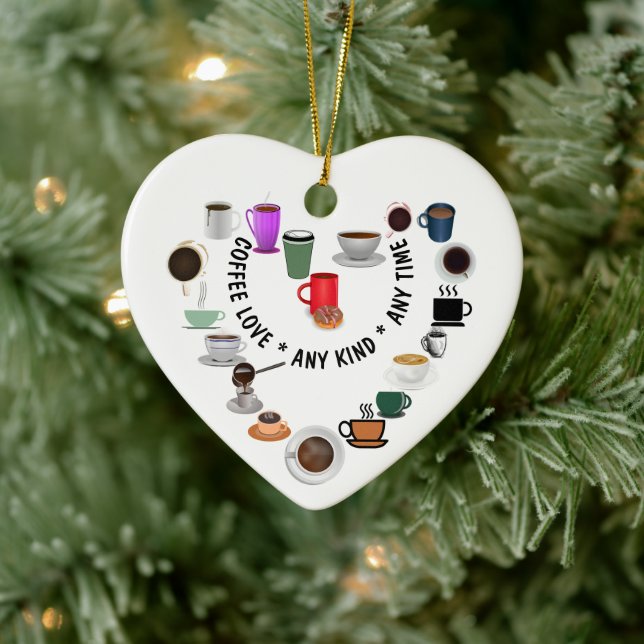 Coffee Love Coffee Heart Ceramic Tree Decoration (Tree)