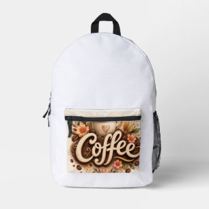 Coffee Love Floral Printed Backpack