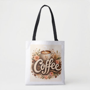 Coffee Love Floral Tote Bag