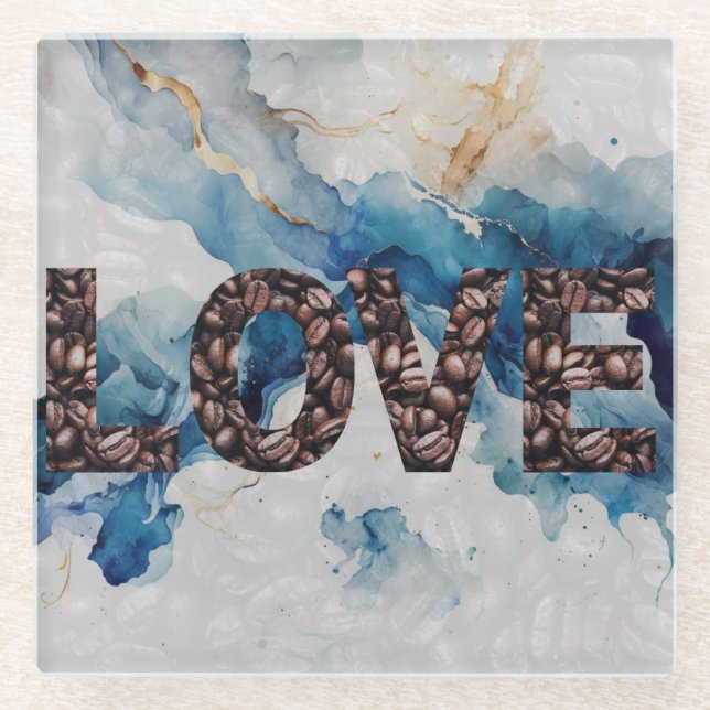 Coffee LOVE Glass Coaster (Front)