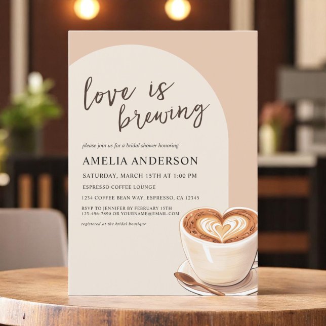 Coffee Love is Brewing Arch Bridal Shower Invitation (Creator Uploaded)