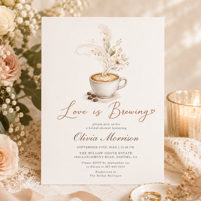 Coffee Love is Brewing Boho Bridal Shower Invitation (Creator Uploaded)