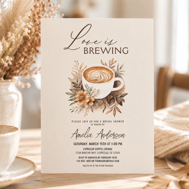 Coffee Love is Brewing Boho Chic Bridal Shower Invitation (Creator Uploaded)