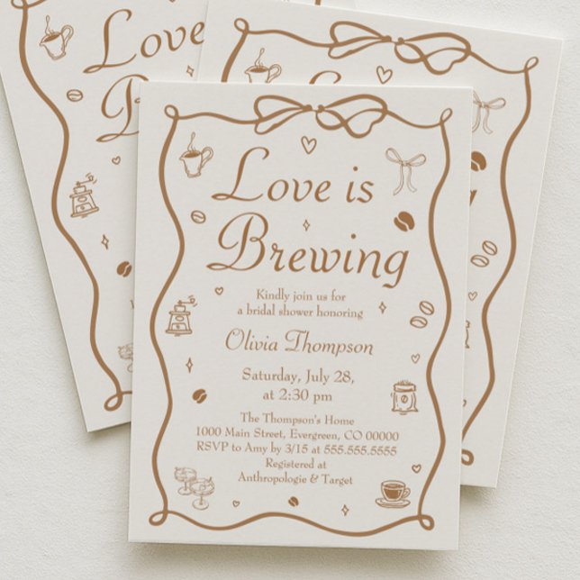 Coffee Love is Brewing Bridal Shower Invitation (Creator Uploaded)