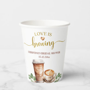 Coffee Love is Brewing Bridal Shower Paper Cups