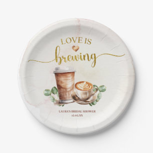 Coffee Love is Brewing Bridal Shower Paper Plates