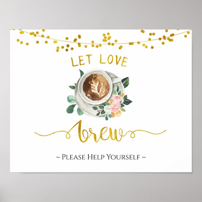 Coffee Love is Brewing Bridal Shower Poster (Front)