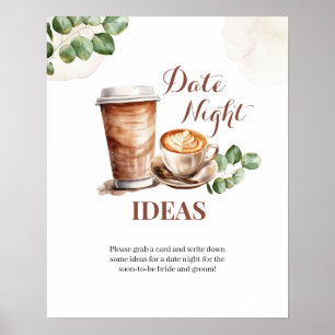 Coffee Love is Brewing Date Night Idea Game Sign