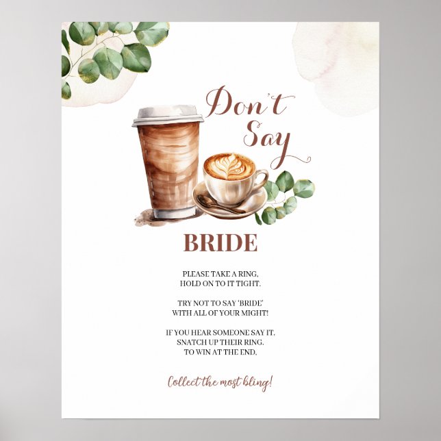 Coffee Love is Brewing Don’t Say Bride Game Sign (Front)