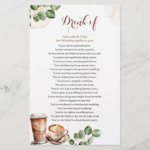 Coffee Love is Brewing Drink If Bridal Shower Game