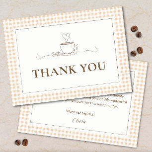 Coffee Love is Brewing Gingham Bridal Shower Thank You Card