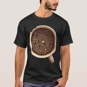 Coffee Love Maze Intricate Latte Art Heart T-Shirt