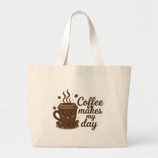 Coffee Lover Aesthetic Design | Cosy Coffee Vibes Large Tote Bag