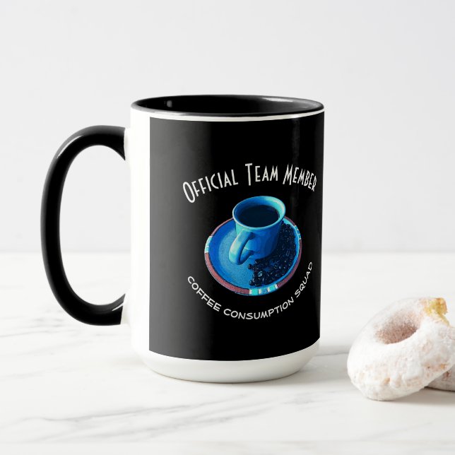 Coffee Lover Blue Cup and Saucer Personalised (With Donut)