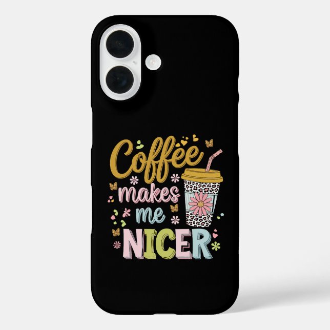 Coffee Lover Caffeinated Leopard Coffee Makes Me Case-Mate iPhone Case (Back)