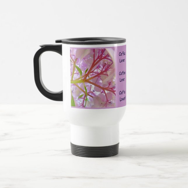 Coffee Lover! Coffe Mug gifts Pink Hydrangea (Left)