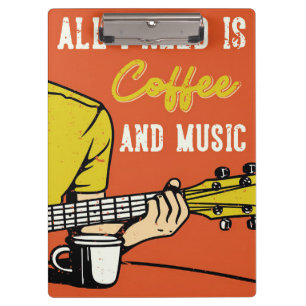 Coffee Lover Coffee And Music Clipboard
