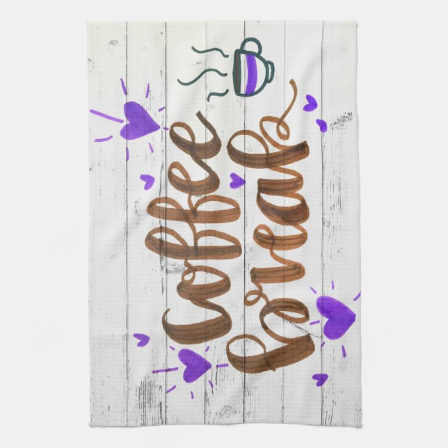 Coffee Lover Coffee Break Typography Tea Towel (Vertical)
