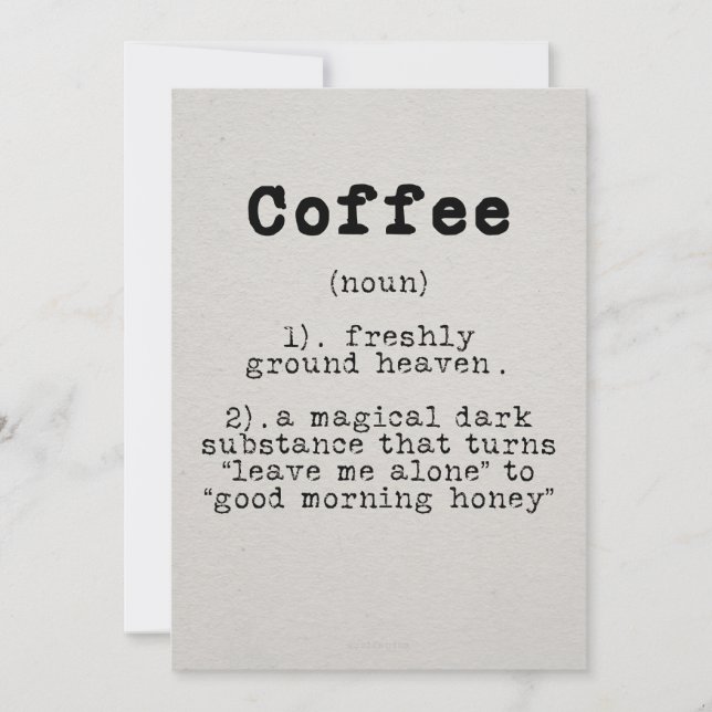 Coffee Lover Coffee Definition Invitation (Front)