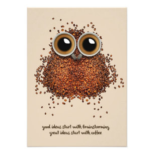 Coffee Lover Coffee Owl Photo Print