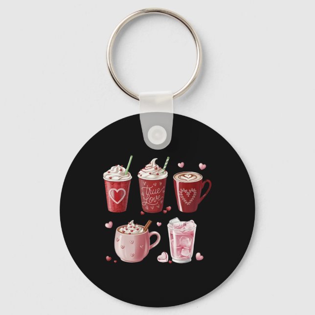 Coffee Lover Cups Coffee Cups Valentine Romantic  Key Ring (Front)