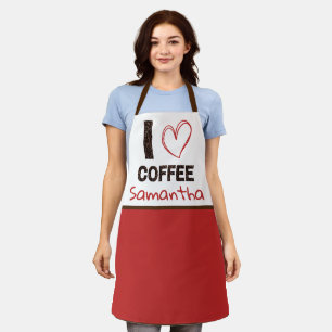 Coffee Lover Custom Name Coffee Bean Design Apron