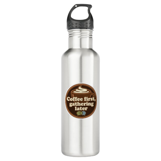 Coffee Lover Daily Ritual Sticker 710 Ml Water Bottle (Front)