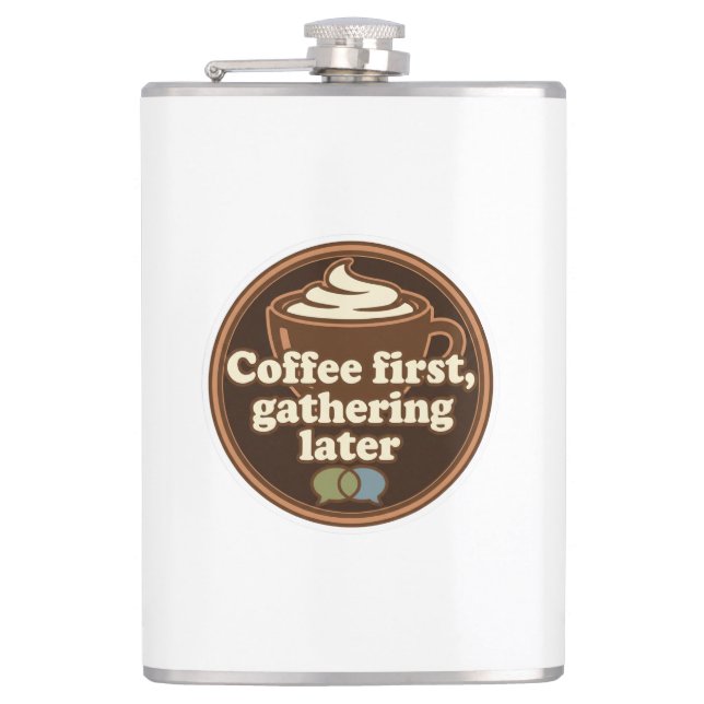 Coffee Lover Daily Ritual Sticker Hip Flask (Front)