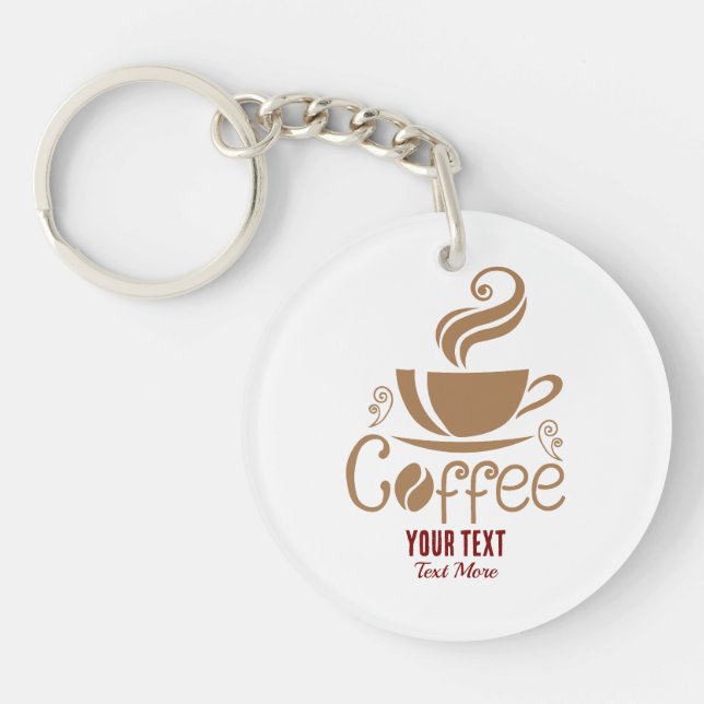 Coffee Lover Design – Minimal Coffee Cup Graphic Key Ring (Front)
