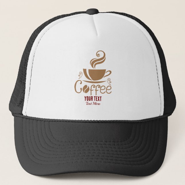Coffee Lover Design – Minimal Coffee Cup Graphic Trucker Hat (Front)