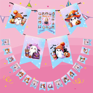 Coffee Lover Ghost Bunting Flags for Kids Birthday