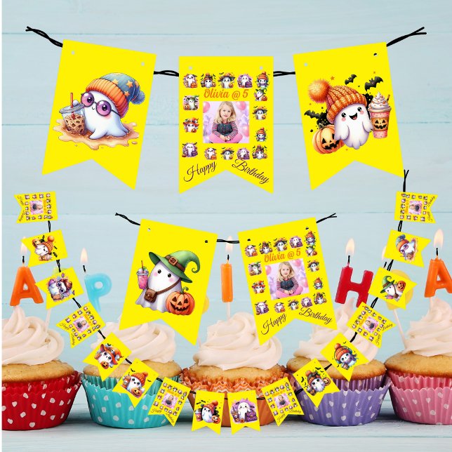 Coffee Lover Ghost Bunting Flags for Kids Birthday (Creator Uploaded)