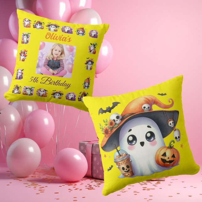 Coffee Lover Ghost Throw Pillow Birthday Decor (Creator Uploaded)