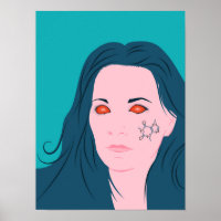 Coffee Lover Girl Blue Hair Caffeine Tattoo