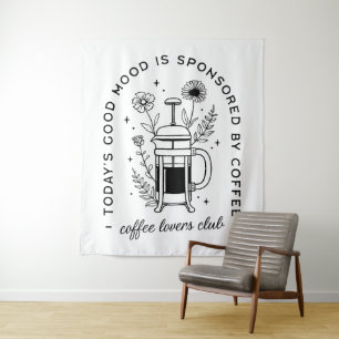 Coffee lover girl floral cottagecore aesthetic tapestry
