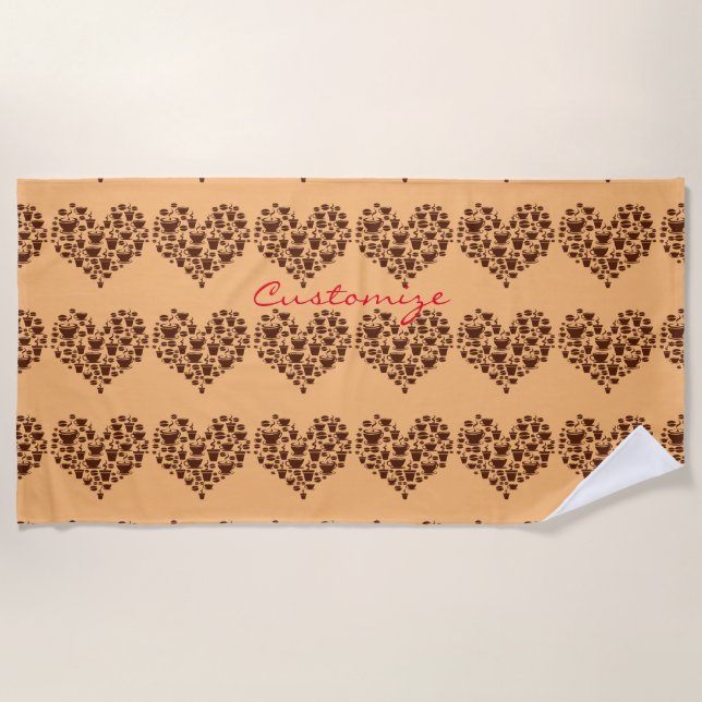 Coffee Lover Heart Thunder_Cove Beach Towel (Front)