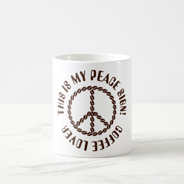 COFFEE LOVER isolated creative peace sign Mug (Center)