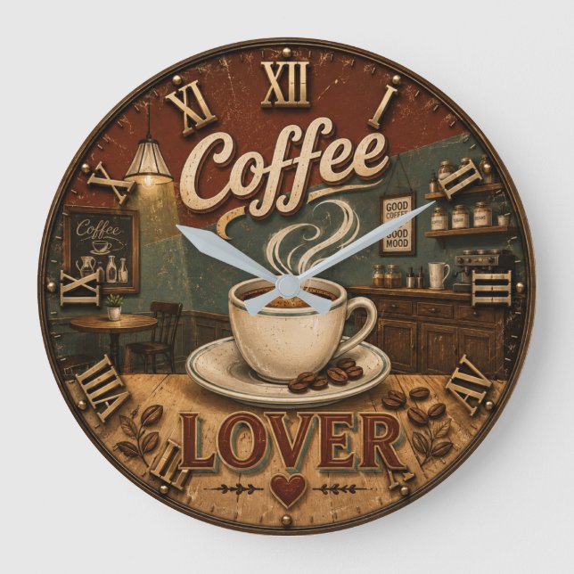 Coffee Lover Large Clock (Front)