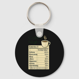 Coffee Lover Night Funny Nutrition Facts Costume F Key Ring
