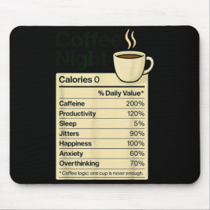 Coffee Lover Night Funny Nutrition Facts Costume F Mouse Pad