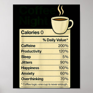 Coffee Lover Night Funny Nutrition Facts Costume F Poster