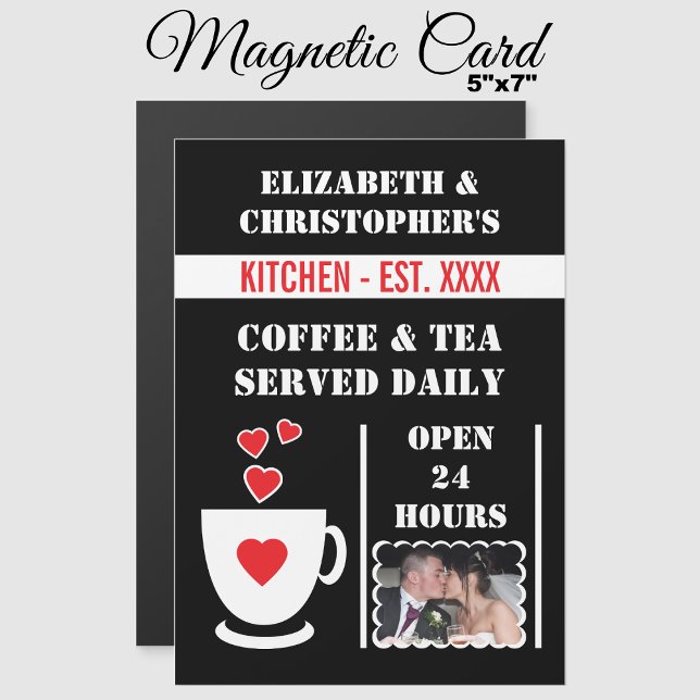 Coffee lover photo red fridge magnetic card (Creator Uploaded)